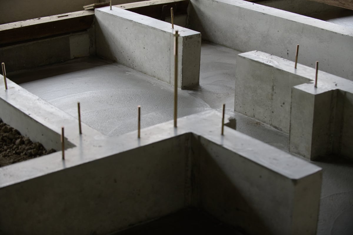 Concrete foundation construction for residential home